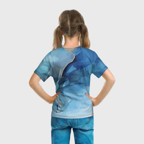 Детская футболка 3D с принтом Глубокая синева, вид сзади #2