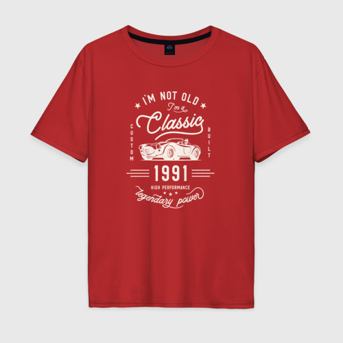Мужская футболка хлопок Oversize Я классический 1991, цвет красный
