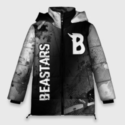 Женская зимняя куртка Oversize Beastars glitch на темном фоне: надпись, символ
