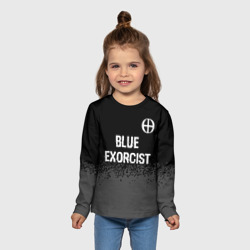 Детский лонгслив 3D Blue Exorcist glitch на темном фоне: символ сверху - фото 2