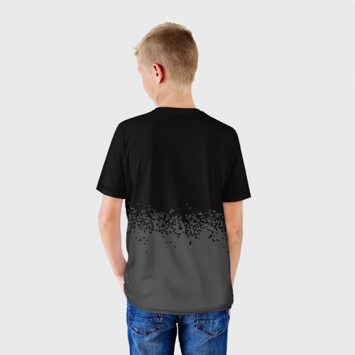 Детская футболка 3D Blue Exorcist glitch на темном фоне: символ сверху, цвет 3D печать - фото 4