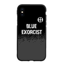 Чехол для iPhone XS Max матовый Blue Exorcist glitch на темном фоне: символ сверху