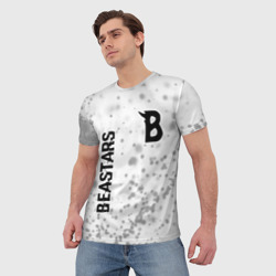 Мужская футболка 3D Beastars glitch на светлом фоне: надпись, символ - фото 2