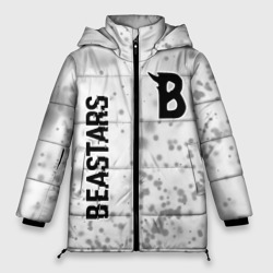Женская зимняя куртка Oversize Beastars glitch на светлом фоне: надпись, символ