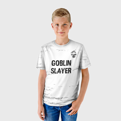 Детская футболка 3D Goblin Slayer glitch на светлом фоне: символ сверху, цвет 3D печать - фото 3