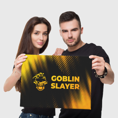 Холст прямоугольный Goblin Slayer - gold gradient: надпись и символ, цвет 3D печать - фото 5