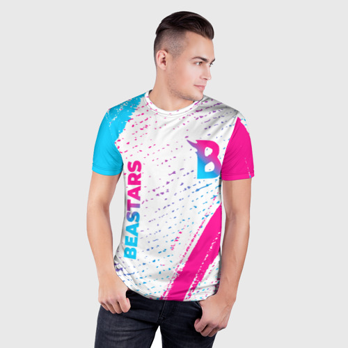 Мужская футболка 3D Slim Beastars neon gradient style: надпись, символ, цвет 3D печать - фото 3