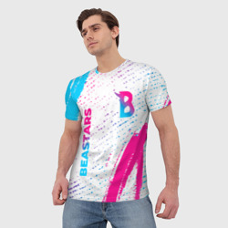 Мужская футболка 3D Beastars neon gradient style: надпись, символ - фото 2