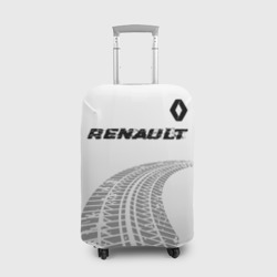 Чехол для чемодана 3D Renault Speed на светлом фоне со следами шин: символ сверху