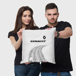 Подушка 3D Renault Speed на светлом фоне со следами шин: символ сверху - фото 2