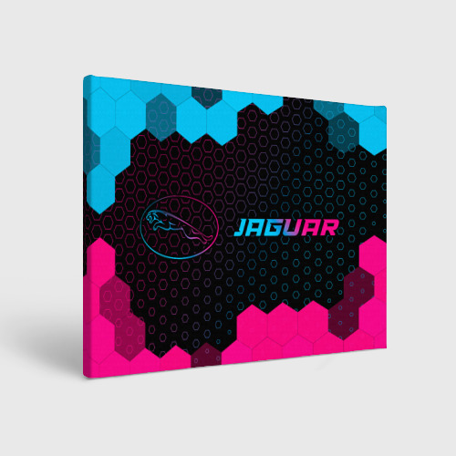 Холст прямоугольный Jaguar - neon gradient: надпись и символ, цвет 3D печать