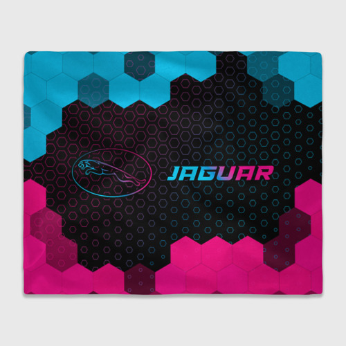 Плед с принтом Jaguar - neon gradient: надпись и символ, вид спереди №1