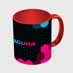 Кружка с полной запечаткой Jaguar - neon gradient: надпись и символ