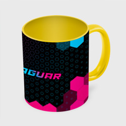 Кружка с полной запечаткой Jaguar - neon gradient: надпись и символ