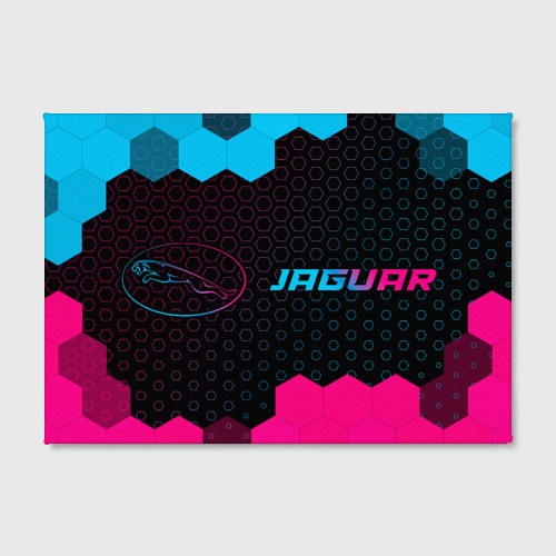 Холст прямоугольный Jaguar - neon gradient: надпись и символ, цвет 3D печать - фото 2