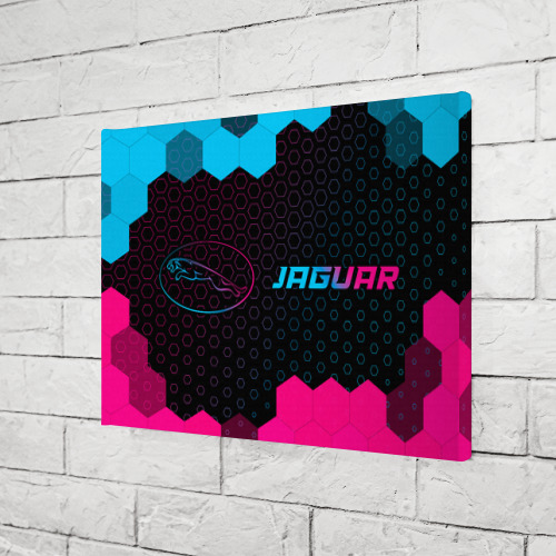 Холст прямоугольный Jaguar - neon gradient: надпись и символ, цвет 3D печать - фото 3