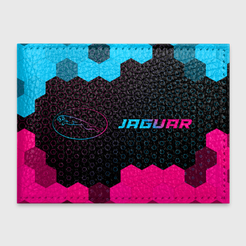 Обложка для студенческого билета Jaguar - neon gradient: надпись и символ