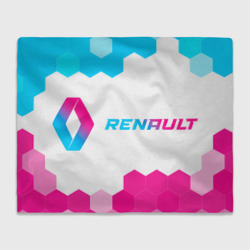 Плед 3D Renault neon gradient style: надпись и символ