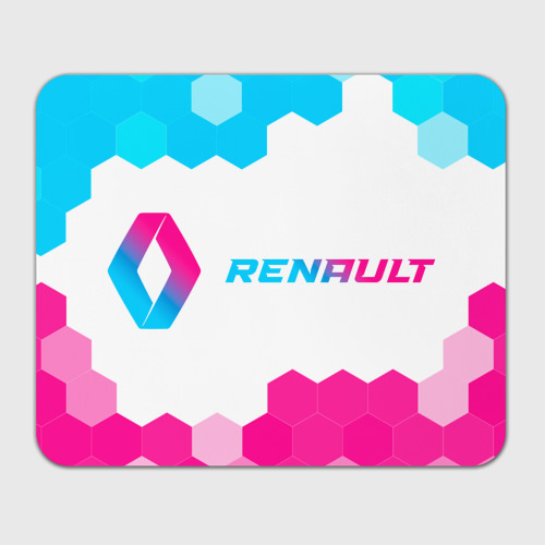 Прямоугольный коврик для мышки Renault neon gradient style: надпись и символ