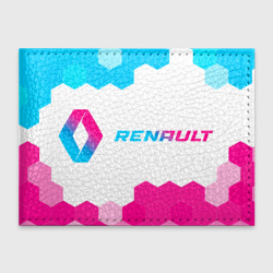 Обложка для студенческого билета Renault neon gradient style: надпись и символ