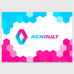 Поздравительная открытка Renault neon gradient style: надпись и символ