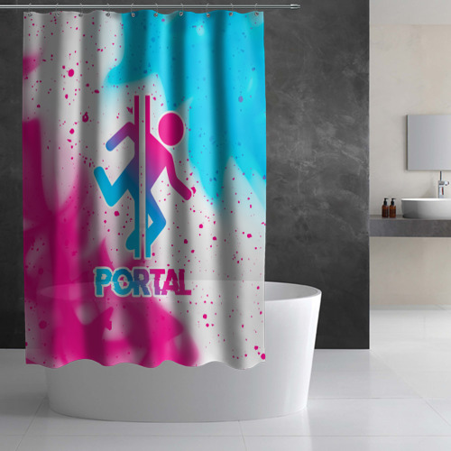 Штора 3D для ванной Portal neon gradient style - фото 2