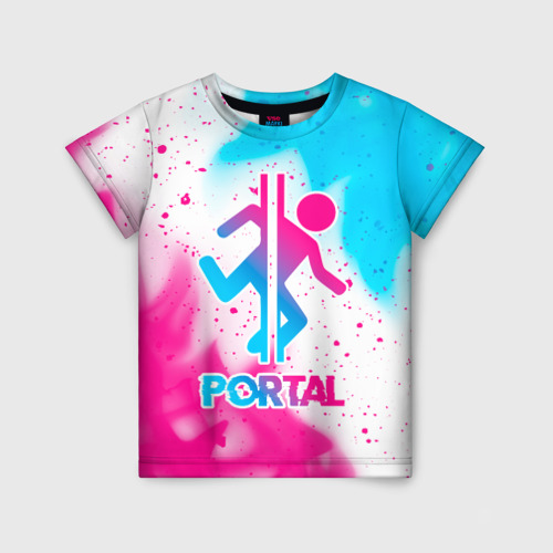 Детская футболка с принтом Portal neon gradient style, вид спереди №1