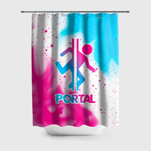 Штора 3D для ванной Portal neon gradient style