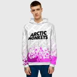 Толстовка с принтом Arctic Monkeys rock Legends: символ сверху для мужчины, вид на модели спереди №2. Цвет основы: белый