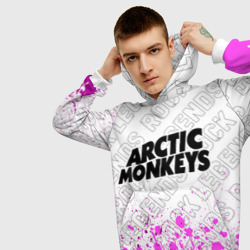 Толстовка с принтом Arctic Monkeys rock Legends: символ сверху для мужчины, вид на модели спереди №3. Цвет основы: белый