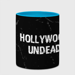 Кружка с полной запечаткой Hollywood Undead glitch на темном фоне: надпись и символ - фото 2