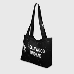 Пляжная сумка 3D Hollywood Undead glitch на темном фоне: надпись и символ - фото 2