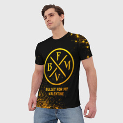 Мужская футболка 3D Bullet For My Valentine - gold gradient - фото 2
