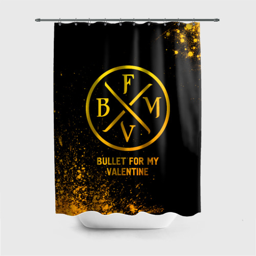 Штора 3D для ванной Bullet For My Valentine - gold gradient