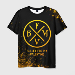 Мужская футболка 3D Bullet For My Valentine - gold gradient