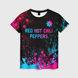Женская футболка 3D Red Hot Chili Peppers - neon gradient: символ сверху