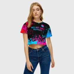 Женская футболка Crop-top 3D Red Hot Chili Peppers - neon gradient: символ сверху - фото 2