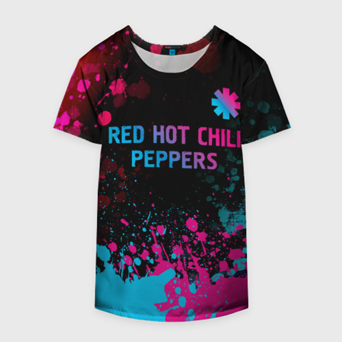 Накидка на куртку 3D Red Hot Chili Peppers - neon gradient: символ сверху, цвет 3D печать - фото 4