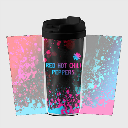 Термокружка-непроливайка Red Hot Chili Peppers - neon gradient: символ сверху - фото 2