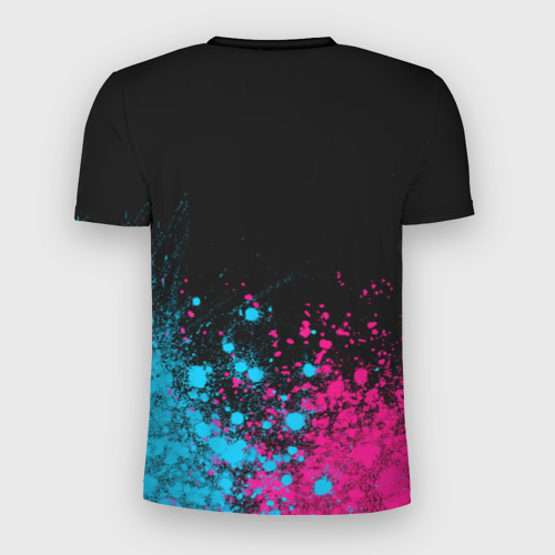 Мужская футболка 3D Slim с принтом Paramore - neon gradient: символ сверху, вид сзади #1