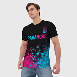 Мужская футболка 3D Paramore - neon gradient: символ сверху - фото 2