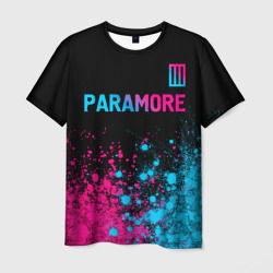 Мужская футболка 3D Paramore - neon gradient: символ сверху