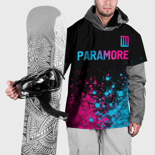 Накидка на куртку 3D Paramore - neon gradient: символ сверху, цвет 3D печать