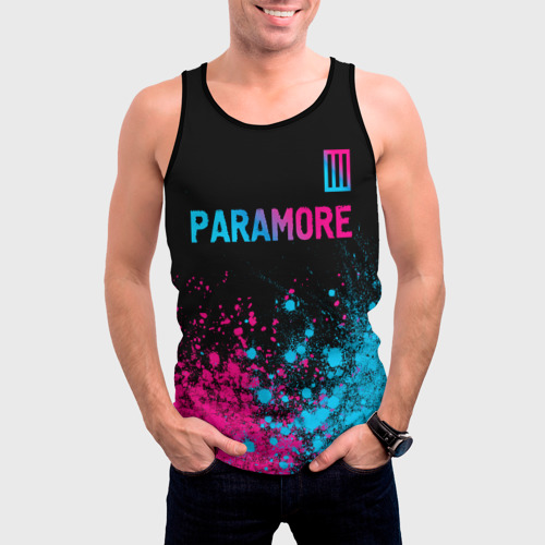 Мужская майка 3D Paramore - neon gradient: символ сверху, цвет 3D печать - фото 3