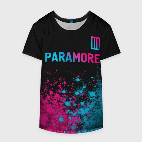 Накидка на куртку 3D Paramore - neon gradient: символ сверху, цвет 3D печать - фото 4