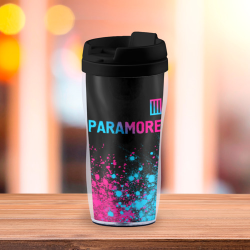 Термокружка-непроливайка Paramore - neon gradient: символ сверху - фото 3