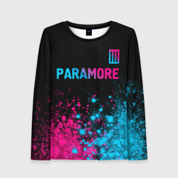 Женский лонгслив 3D Paramore - neon gradient: символ сверху