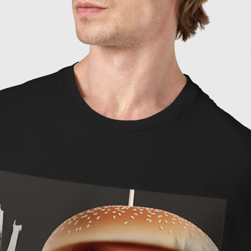 Мужская футболка хлопок с принтом Сочный бургер, фото #4