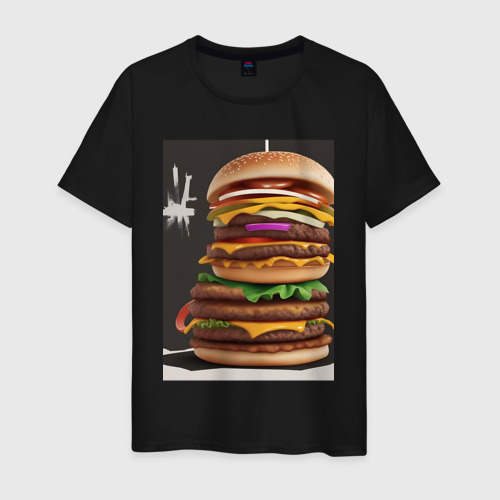 Мужская футболка хлопок с принтом Сочный бургер, вид спереди #2