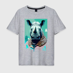 Мужская футболка хлопок Oversize Морда носорога - нейросеть